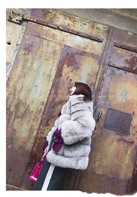 Abrigo de Piel Haining para Mujer - Largo Medio Invierno - Image 9