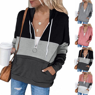 Sudadera con Capucha y Cierre de Mujer - Diseño Bicolor de Manga Larga - Image 2