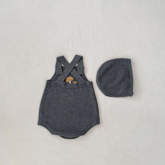 Peto Infantil con Bordado de Hongos + Gorro Juego para Bebés - Image 9