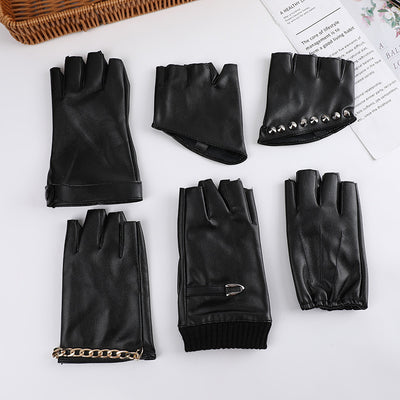 Guantes Steampunk Góticos de Cuero PU sin Dedos para Mujer - Image 10