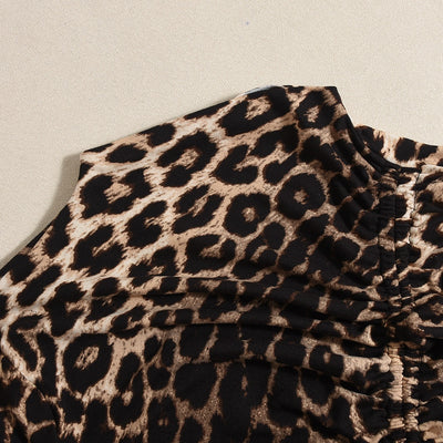 Blusa Ajustada de Manga Larga con Estampado Leopardo y Cordón - Image 10
