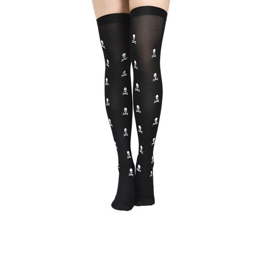 Medias Largas Hasta la Rodilla con Estampado Halloween - Telaraña, Murciélagos, Calaveras y Castillo - Image 50