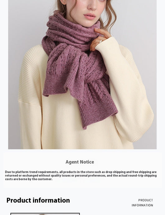 Bufanda de Lana Gruesa Otoño Invierno Estilo Europeo Americano con Textura Cashmere Artificial - Image 12