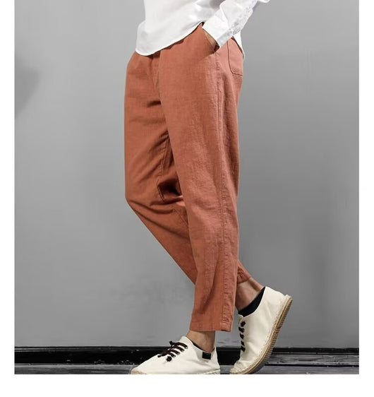 Pantalones Casuales de Lino y Algodón para Hombre - Ajuste Versátil - Image 15