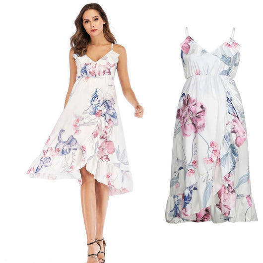 Vestido Suelto Estampado con Volantes y Tirantes para Embarazadas - Image 4