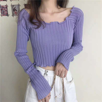 Blusa Tejida Manga Larga Delgada para Mujer - Diseño Elegante Verano - Image 15