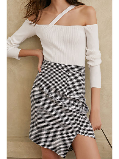 Falda Houndstooth con Diseño Irregular para Mujer - Image 6