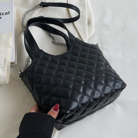 Bolsa Tote Elegante con Cadena Acolchada Cuadros Diamante - Bolso Crossbody de Gran Capacidad - Image 5