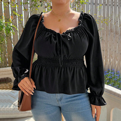 Blusa Reductora Talla Grande con Efecto Adelgazante y Escote Clavícula - Image 3