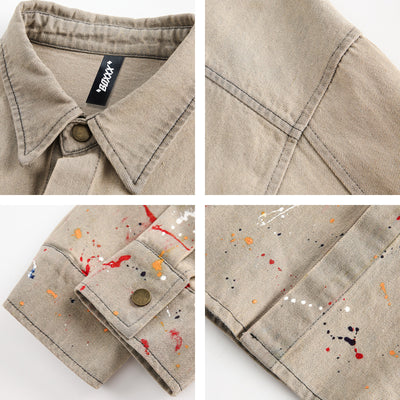 Camisa Denim Holgada con Efecto Tinta Splash - Image 4