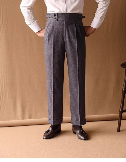 Pantalones de Invierno Rectos Cintura Alta para Hombre con Hebillas Parisinas - Image 29