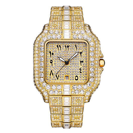 Reloj Cuadrado para Hombre con Diamantes y Diseño Graffiti - Image 3
