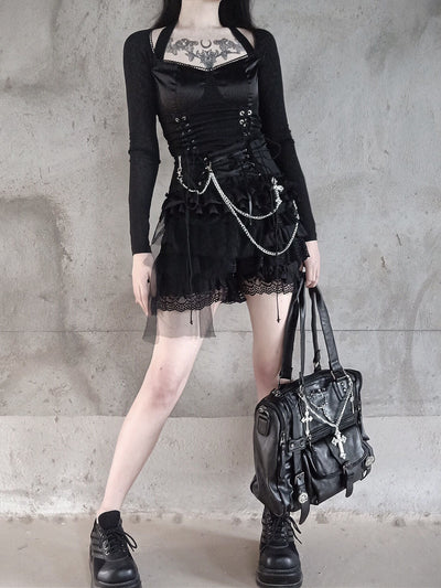 Pantalón Falda con Encaje de Cadena Versátil - Image 11