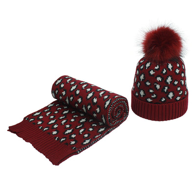 Conjunto de Gorro y Bufanda Estampado Leopardo para Otoño e Invierno - Image 10