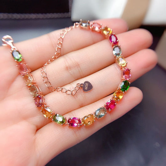 Pulsera de Turmalina Multicolor Natural para Mujer con Cristales Genuinos - Image 3