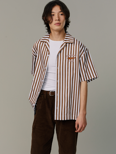 Camiseta Retro Japonesa a Rayas Marrones - Image 13