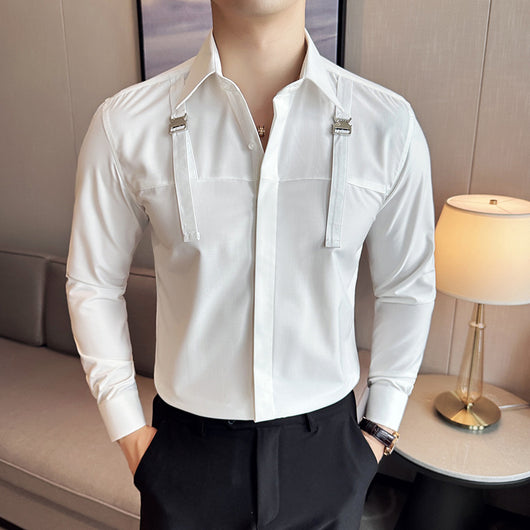 Camisa Minimalista de Manga Larga para Hombre - Estilo Versátil y Moderno - Image 6