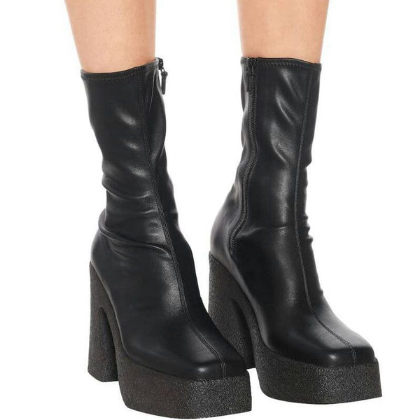 Botas Largas Estilo Británico Tacón Alto Talla Grande