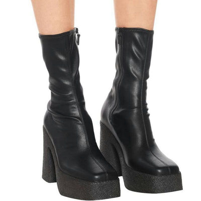 Botas Largas Estilo Británico Tacón Alto Talla Grande
