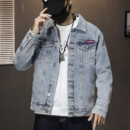 Chaqueta Denim Oversized Slim Estilo Coreano Lavado Casual