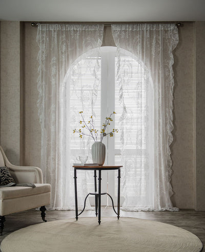 Cortina Balconera con Encaje, Divisor de Arena y Diseño Pastoral Ondulante - Image 11