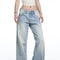 Calça Jeans Wide Leg Retrô Lavagem Clara Cintura Baixa Feminina Reta