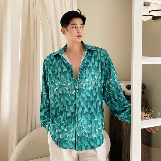 Camisa Floral Holgada con Solapa para Hombre - Image 6