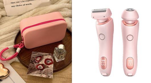 Light blue 2-in-1 electric shaver for women with interchangeable foil and epilator heads, digital display. - Image 17