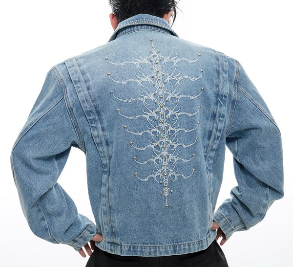 Chaqueta Denim Vintage Lavado Pesado con Remaches Reforzados