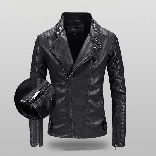 Chaqueta de Cuero PU con Forro Polar para Hombre - Estilo Moderno