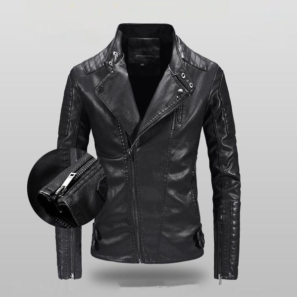 Chaqueta de Cuero PU con Forro Polar para Hombre - Estilo Moderno