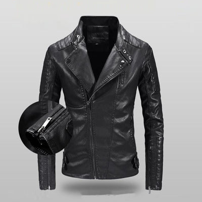 Chaqueta de Cuero PU con Forro Polar para Hombre - Estilo Moderno