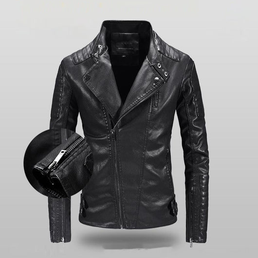 Chaqueta de Cuero PU con Forro Polar para Hombre - Estilo Moderno