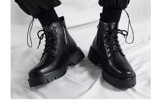 Botas Negras de Cuero para Hombre con Cierre Lateral y Plataforma Elevada - Image 10