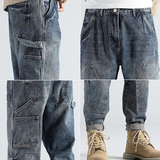 Pantalones Vaqueros Holgados Retro Estilo Obrero Talla Grande Hombre - Image 2
