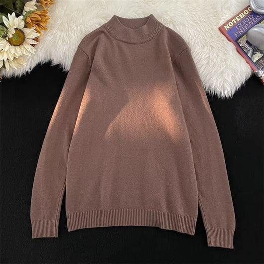 Suéter Mock Neck de Manga Larga Holgado para Hombre - Camiseta Base Casual - Image 9