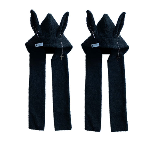 Bufanda Larga de Lana de Cordero con Cadena de Orejas de Conejo Punk - Image 10