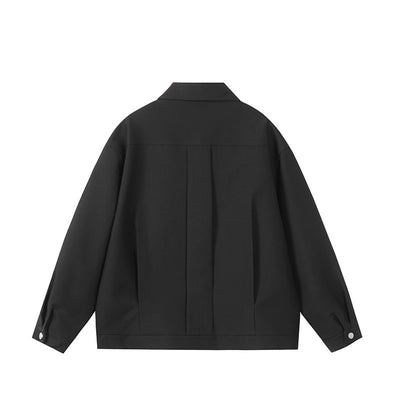 Chaqueta Versátil con Cierre de Cremallera - Estilo Japonés Minimalista Negro - Image 3