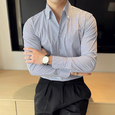 Camisa Manga Larga a Rayas para Hombre Otoño Invierno - Image 2