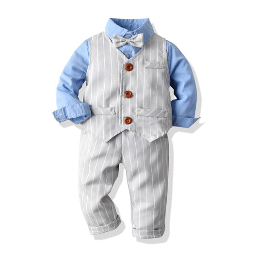 Traje Formal para Niño: Conjunto de 3 Piezas con Chaleco Rayado y Corbata - Image 8