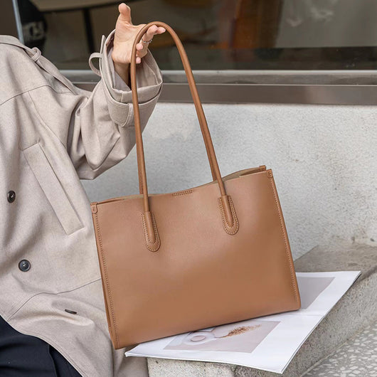 Bolso Tote de Cuero Genuino para Mujer - Bolsa Commuter de Gran Capacidad