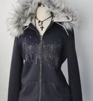 Sudadera con Capucha y Cremallera Estilo Retro Urbano Americano - Image 5