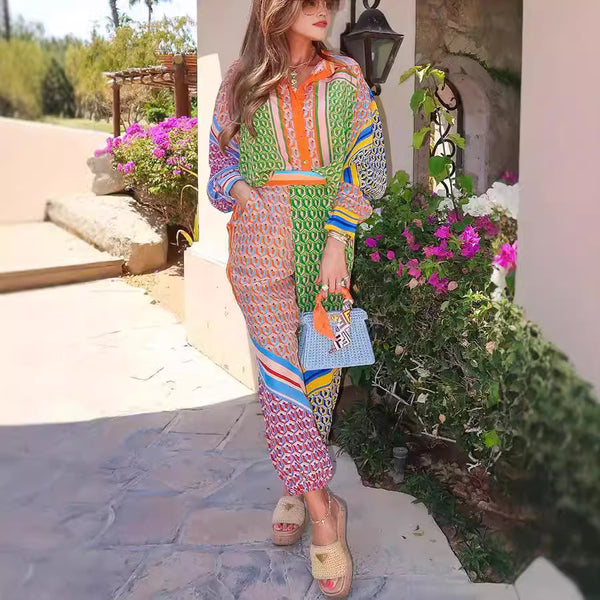 Conjunto de Traje Casual con Camisa Estampada