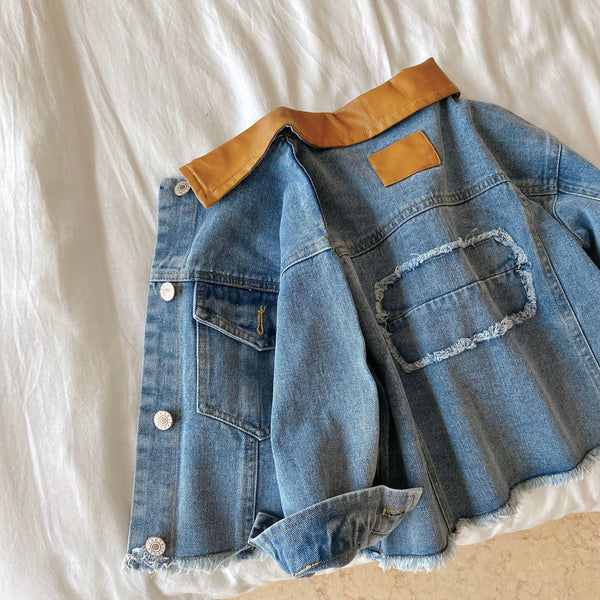 Chaqueta de Mezclilla Infantil Unisex con Detalles de Costura