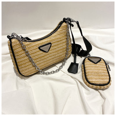 Bolsa de Paja Tejida 3 en 1 - Diseño Francés Minimalista para Verano - Image 4