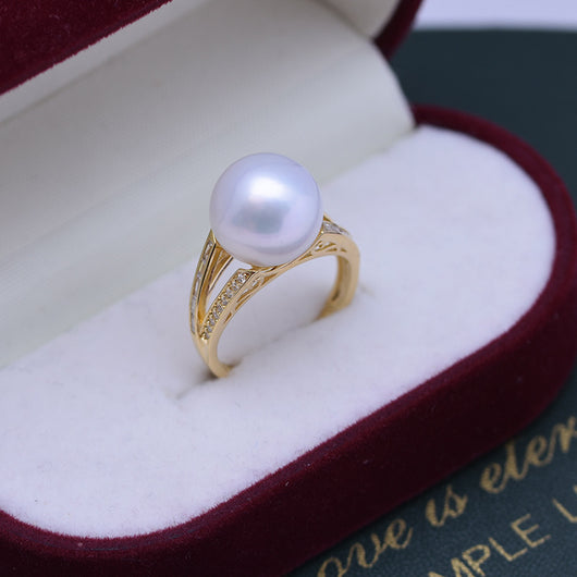 Anillo de Perla Blanca de Agua Dulce 11-12mm Círculo Perfecto Brillo Intenso - Image 8