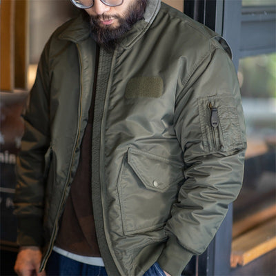 Chaqueta Piloto Acolchada Retro Americana - Algodón Grueso