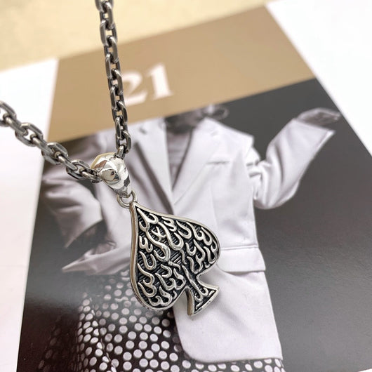 Colgante Corazón de Plata S925 Efecto Envejecido Póker Negro - Símbolo de Amor - Image 4