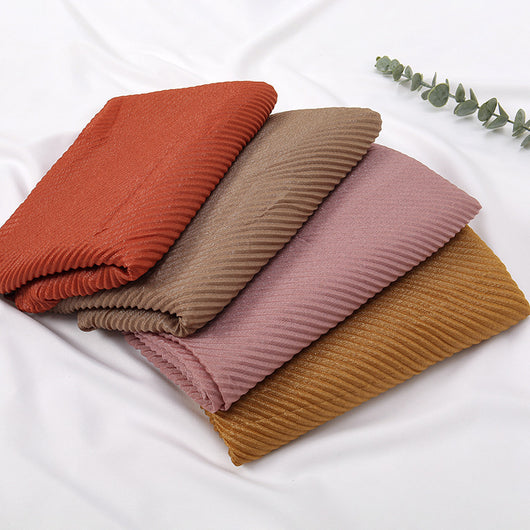 Pañoleta Suave de Poliéster Arrugado en Colores Lisos para Mujer - Image 2