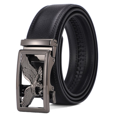 Cinturón de Cuero Genuino para Hombre con Hebilla Automática - Lujo Minimalista